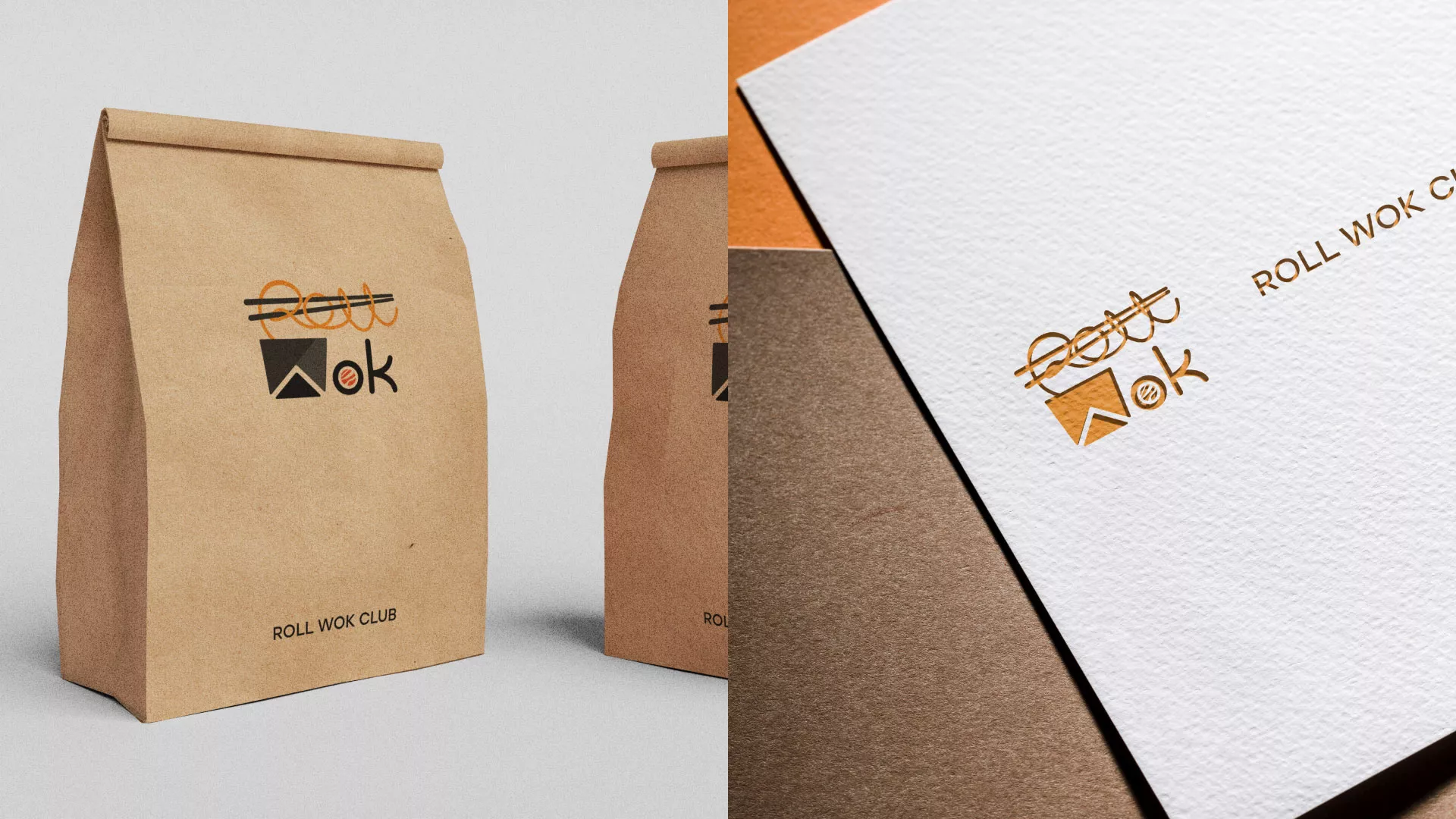 Разработка логотипа суши-бара «Roll Wok Club» в Оби